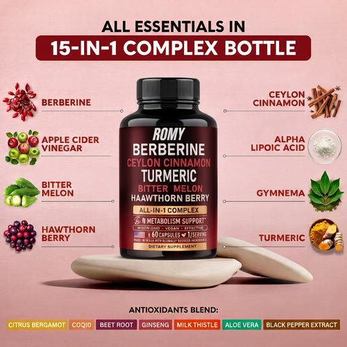 Berberine, Ceylon Cinnamon, Turmeric, ACV & Bitter Melon Complex All-in-1 Complex Capsules