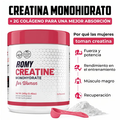 Monohidrato de creatina para mujeres con colágeno y BCAA