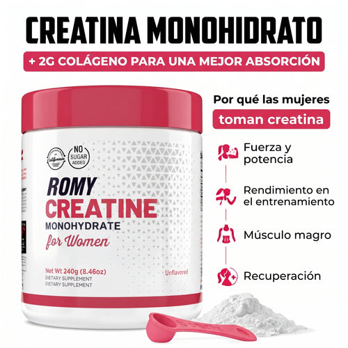 Monohidrato de creatina para mujeres con colágeno y BCAA
